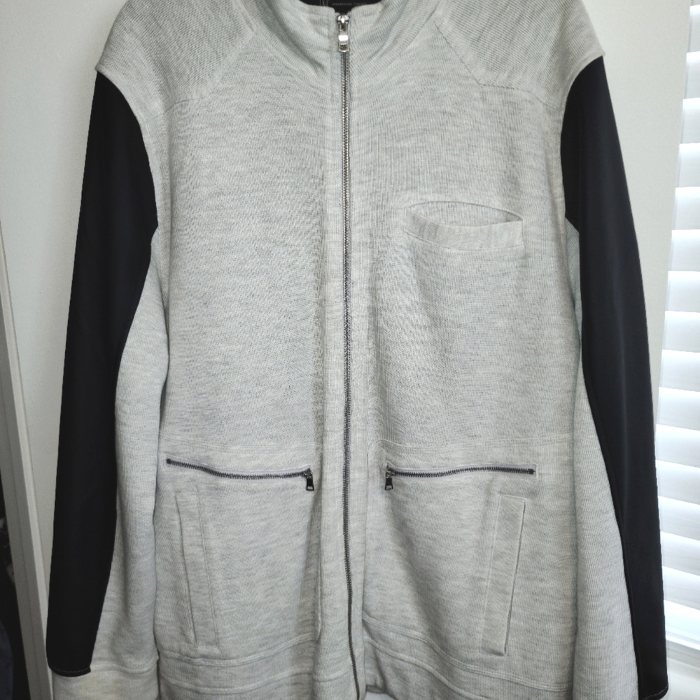 INC Gray with Leather arm detailing with sherpa